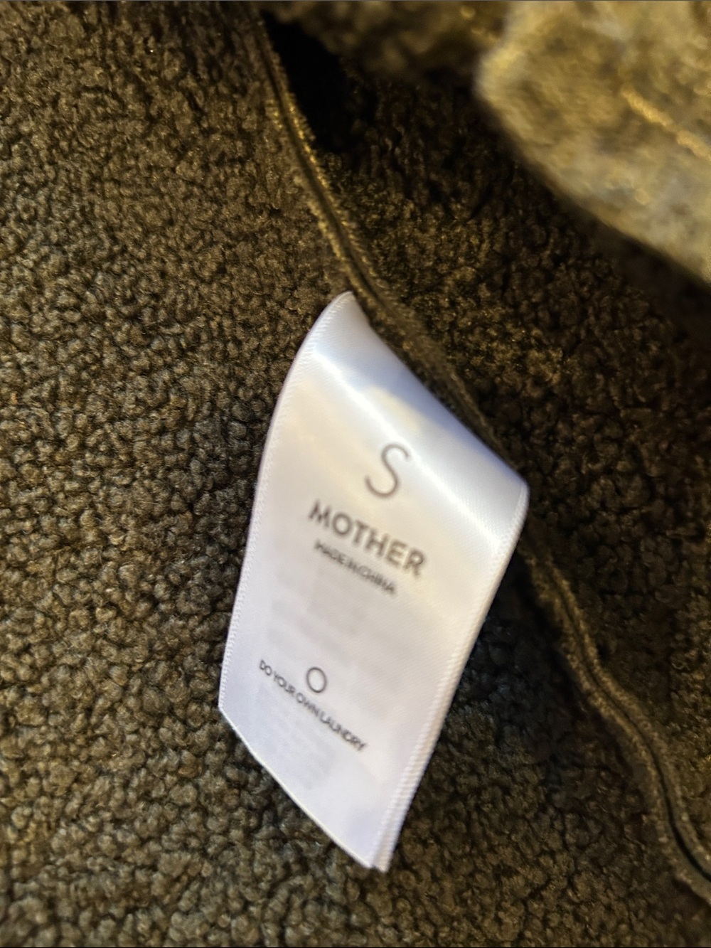 MOTHER Olive Green Shearling-Lined Bomber Jacket - Picture 3 of 5